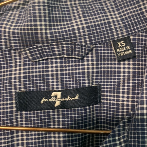 7 FOR ALL MANKIND BLUE BUTTON DOWN SHIRT (SIZE XS) - Picture 2 of 6